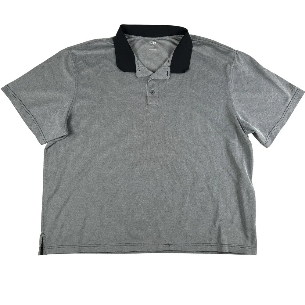 Adidas Golf Polo Shirt Mens 2XL Gray Micro Check Contrast Performance Top